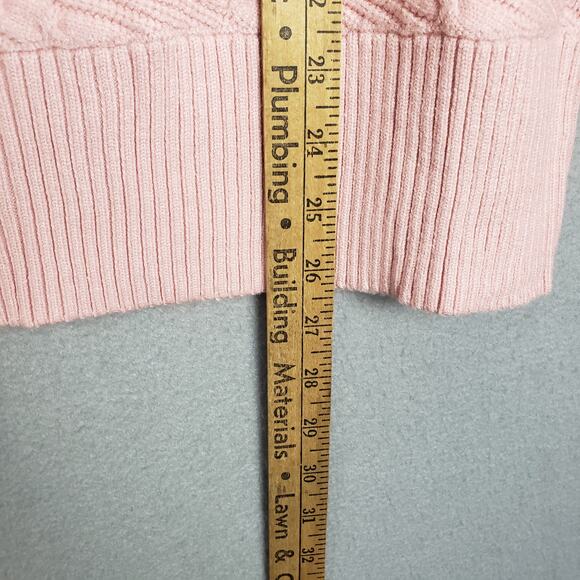 Balloon Sleeve Cable Knit Sweater Blush Pink Pullover Relaxed Fit Preppy Size L - Picture 3 of 7
